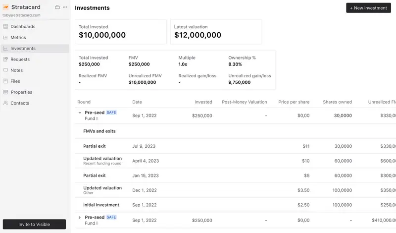 Portfolio management for venture capital investors
